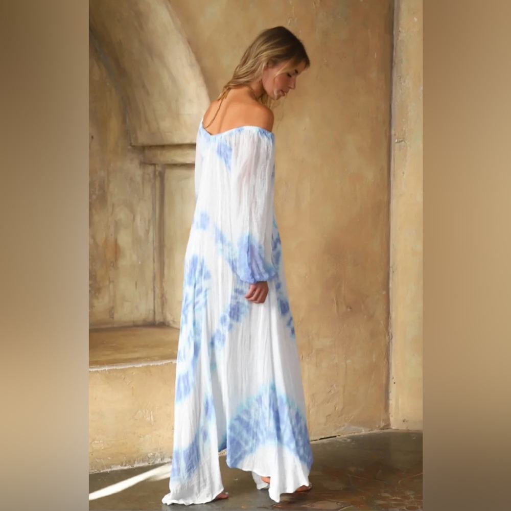 Jen’s Pirate Booty Blue and White Tie-Dye Maxi Dress - Picture 9 of 10